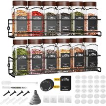 Bild für 2-teiliges Hängendes Gewürzregal ohne Bohren mit 12 Holzgläsern