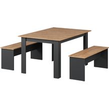 Bild für Esstisch Set Sentio Anthrazit/Goldkraft Eiche 137.6 x 92.8 cm mit 2 Bänken Vicco