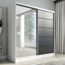 Bild für A&J MöbelLand Schwebetürenschrank NERO 2 200 cm mit Spiegel drei Schubladen