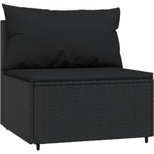 Bild für vidaXL Garten-Mittelsofa mit Kissen Schwarz Poly Rattan 319785