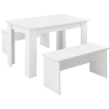 Bild für Tisch- und Bank Set Hokksund 110x70 cm mit 2 Bänken Weiß en. casa