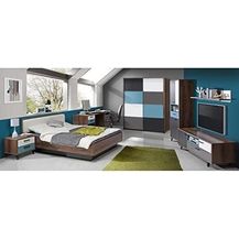 Bild für 7-tlg. Jugendzimmer-Set Raven in Schlammeiche Grau Weiß Schwarz Orientalisch Grün 140x200