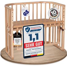 Bild für babybay Maxi Comfort Plus Beistellbett & Stubenwagen aus massivem Buchenholz / Zustellbett mit Verschlussgitter / stufenlos verstellbar & umweltfreundlich / mitwachsendes Babybett (weiß lackiert)