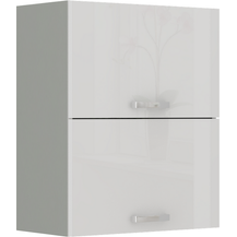 Bild für Küche Hängeschrank 60 Bianca Weiß Hochglanz + Grau Küchenzeile Küchenblock