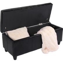 Bild für Bank Sitzbank MIT Aufbewahrung Kriens Leder + Kunstleder 112x45x45cm FSC®-zertifiziert ~ schwarz