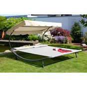 Leco 'DAS ORIGINAL' Doppel-Sonnenliege, mit verstellbarem Dach und Rollen, natur, 110 x 200 x 200 cm