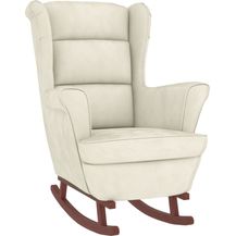 Bild für vidaXL Schaukelstuhl Ohrensessel Creme Samt und Massivholz 329372