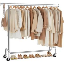 Bild für Songmics ausziehbare Kleiderstange mit Rollen, Metall grau, (110-150)