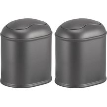 Bild für Mülleimer Kosmetikeimer Schwingdeckel Abfalleimer 2er Set mDesign anthrazit