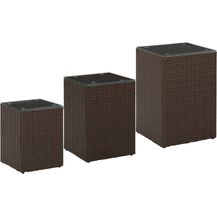 Bild für vidaXL Beistelltische 3 Stk. mit Glasplatten Braun Poly Rattan 316380