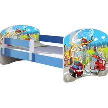 Bild für ACMA Kinderbett Jugendbett mit Einer Schublade und Matratze Blau mit Rausfallschutz Lattenrost II 140x70 160x80 180x80 (36 Feuerwehr, 140x70)