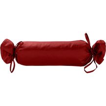 Bild für Mako Satin / Baumwollsatin Nackenrollen Bezug uni / einfarbig rot 15x40 cm mit Bändern