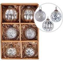 Bild für Weihnachtskugel 6er Set ARGENTIN Glas Silber