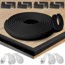 Bild für HAPPY CHLEA® Kantenschutz Baby und 8 Eckenschutz aus Schaumstoff. Tischkantenschutz und Eckenschützer: 6,4 M gesamt für Tisch und Möbel Ecken. Türstopper, 4 Schubladensicherung. Zertifikat (Schwarz)