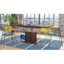 Bild für Mazzoni Design Couchtisch Tisch Grand Noir stufenlos höhenverstellbar ausziehbar 120 bis 180cm Esstisch (Nussbaum)