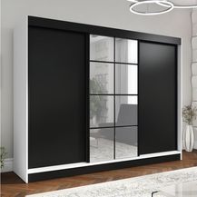 Bild für A&J MöbelLand GmbH Schwebetürenschrank ORAVELLE 3-türiger Kleiderschrank mit Spiegel, 4 Schubladen (Kostenlose Lieferung – nur für kurze Zeit! TOP ANGEBOT! Geräumiger Schrank mit einer Breite von 200 cm und Spiegel