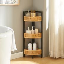 Bild für Eckregal Tervola 80x23x23 cm Schwarz/Bambus [en. casa]