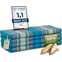 Bild für Nachhaltige Klappmatratze aus Kapok, breite Gästematratze vierteilig, Faltbare Matratze, ökologische Yogamatte, klappbares Gästebett, Liege für Garten und Balkon 200 x 110 x 8 cm (Hellblau)