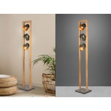 Bild für Stehleuchte BELL 3-flammig Silber antik mit Holz im Industrial Style