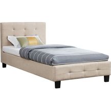Bild für CARO-Möbel Polsterbett Ohio Bettgestell 90x200 cm Einzelbett Designbett inklusive Lattenrost Textilbezug in beige