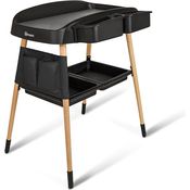 BabyGo Wickeltisch Change ME, Mobiler Wickeltisch aus Buchenholz mit seitlicher Ablage, schwarz
