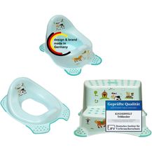 Bild für KiNDERWELT Tritthocker 3er Set Funny Farm aquamarin: Kindertopf + WC Aufsatz + zweistufiger (3 St)