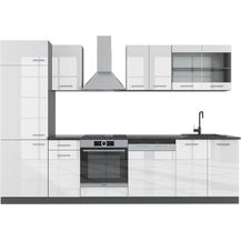 Bild für Küchenzeile R-Line Weiß Hochglanz/Anthrazit 300 cm ohne Arbeitsplatte Vicco