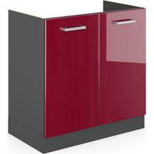 Bild für Spülenunterschrank R-Line Rot Hochglanz 80 cm ohne Arbeitsplatte Vicco