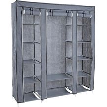Bild für Kleiderschrank Stoffkleiderschrank Kleiderregal Faltschrank Stoffschrank Grau