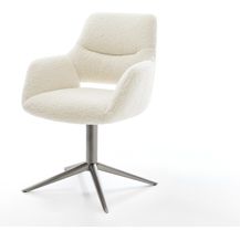 Bild für Drehstuhl Yago-Flex mit Armlehnen Teddystoff Beige Fußkreuz Graphit 360° drehbar Wippfunktion Taschenfederkern