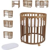 Waldin Babybett Mobiles Babybett OWAL aus Holz 7in1 mit Matratze, mitwachsend