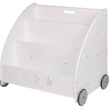 Bild für WOLTU Kinderregal für Bücher mit Rollen aus Holz weiß