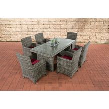 Bild für CLP Polyrattan Sitzgruppe Fontana,grau-meliert rubinrot