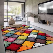 Bild für Paco Home Teppich Wohnzimmer Kinderzimmer Bunt Kurzflor Moderne 3D Optik Kariert Geometrische Muster
