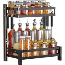 Bild für NETEL Gewürzregal 2 Etagen Stehend Küche Schwarz Utensilienhalter & Haken