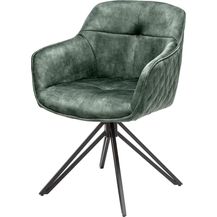 Bild für invicta INTERIOR Drehbarer Design Stuhl Euphoria grün Samt im Retrostil mit Ziersteppung Esszimmerstuhl