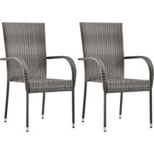Bild für vidaXL Gartenstühle Stapelbar 2 Stk. Grau Poly Rattan 46464