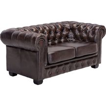 Bild für Sofa Chesterfield 2-Sitzer Echtleder braun