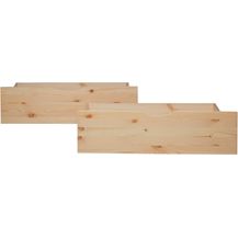 Bild für Bettkasten 2er Set Holz Aufbewahrung mit Rollen Bettschublade Bett Auszug Schublade Box Natur