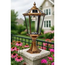 Bild für Arnusa LED Solarleuchte Sockelleuchte Außenleuchte Kupferoptik kabellos Akku Solar Laterne