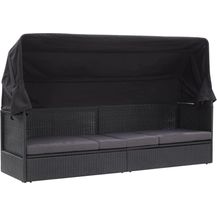 Bild für vidaXL Outdoor-Sofabett mit Dach Poly-Rattan Schwarz 46092