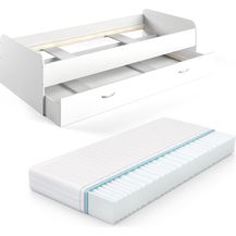 Bild für Ausziehbett Enzo Weiß 90x200 cm mit Matratze Vitalispa
