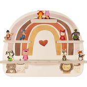 Kidsmood - Tonie Regal für Mädchen und Jungen, personalisiert mit Namen inkl. Schutzfolie für Deine Toniebox - Wandregal Kinderzimmer für Tonie Hörfiguren - Boho Tiere