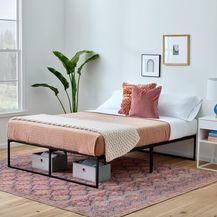 Bild für Linenspa Moderner Bettrahmen – Metallbett mit Lattenrost aus Stahl – 30 cm Stauraum unter Bestgestell – Schnelle Montage – Bett 150x200 cm