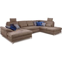 Bild für Cavadore Wohnlandschaft Castiel mit Federkern / Großes Schlafsofa in U-Form mit Bettkasten