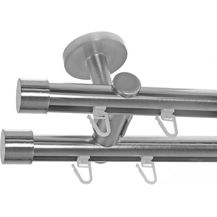 Bild für BASIT Gardinenstange Innenlauf Edelstahloptik 20mm mit Deckenträgern 120 cm E30