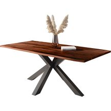 Bild für Baumkantentisch Akazie mit schwarzen Resin-Adern nussbaumfarben 220 x 100 cm Spider-Gestell schwarz POLLY 92305679