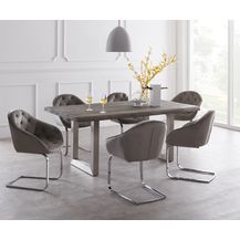 Bild für Esszimmertisch Edge Akazie Platin 180x90 XL Edelstahl Breit Live-Edge Gestell: Edelstahl Breit