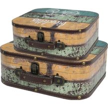 Bild für HMF Aufbewahrungsbox Vintage Koffer aus Holz (2 St, 25 + 32 cm)