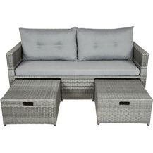 Bild für Gartensofa MALTA Polyrattan mit ausziehbaren Fußhocker und Polster